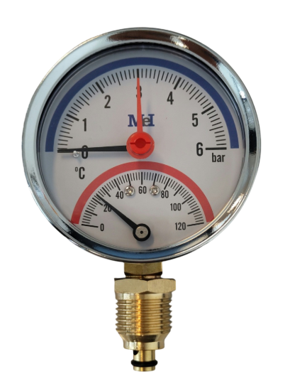 Bild von Mano-thermomètre 1/2"M - 0-6 bars - 0 à 120°C