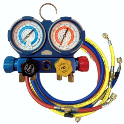 Afbeeldingen van Manomètre 4 voies antichoc - R32 - Coffret complet